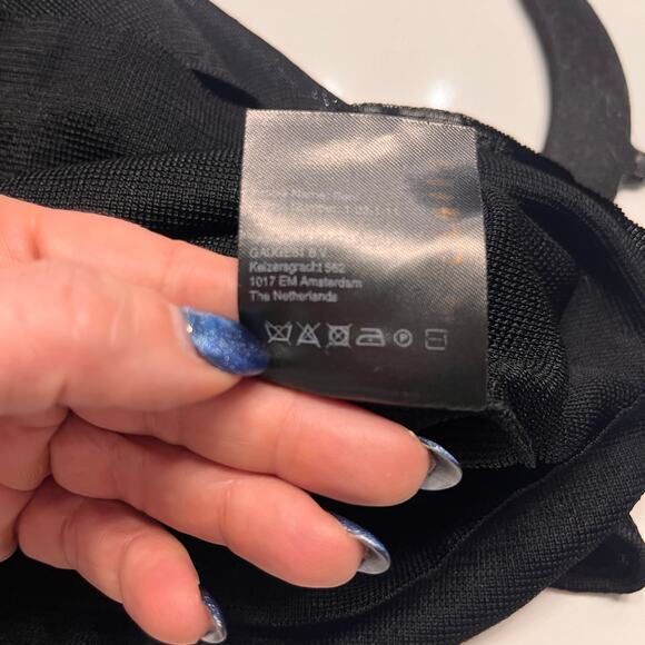 GAUGE81 Black Beni Draped Recycled Open-Knit Mini Shirt Dress Size XS - Picture 9 of 13